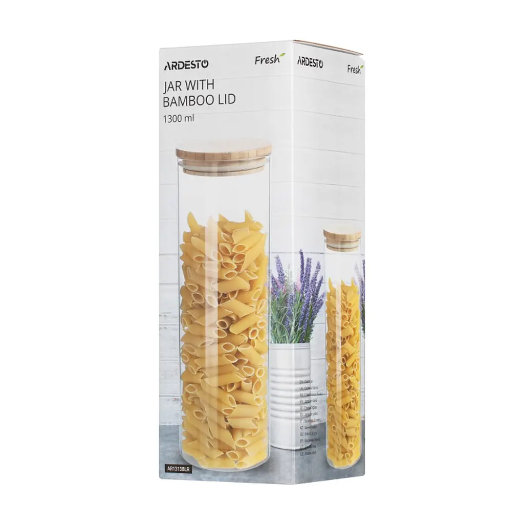 Ємність для сипучих продуктів ARDESTO Fresh скло, бамбук 1300 мл (AR1313BLR) - фото 3