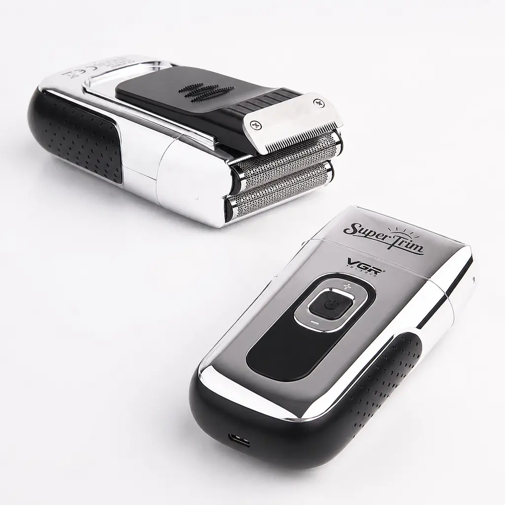 Бритва VGR V 332 Silver / Шейвер сітковий на USB / Електробритва з подвійним лезом та триммером - фото 4