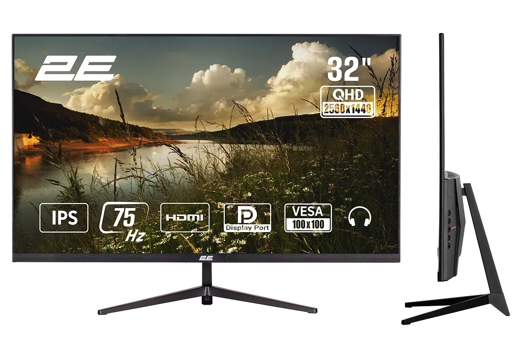 Монітор 2E 31.5" D3224B 2xHDMI DP IPS 2560x1440 75Hz 5ms FreeSync teh0014253 - фото 2
