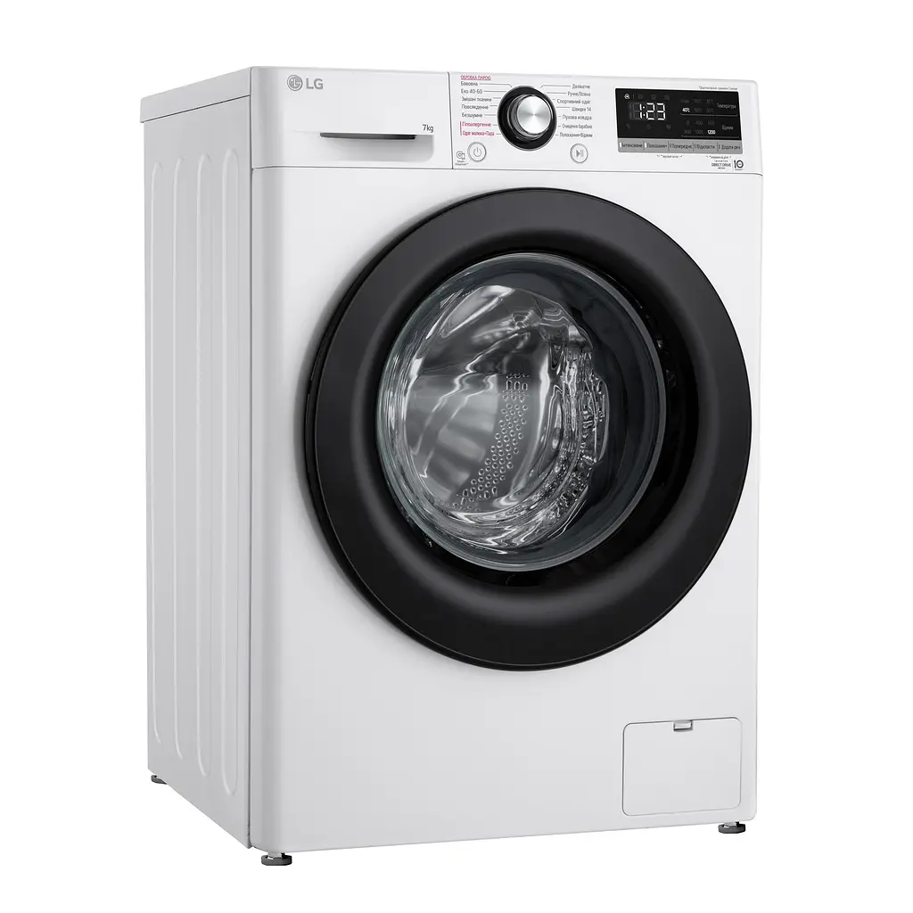 Пральна машина LG фронтальна, 7кг, 1200, A+++, 48см, дисплей, пара, інвертор, білий (F2V3HS6WW) - фото 2