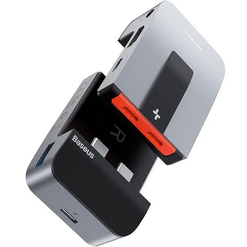 Мультипортовий адаптер USB Хаб Baseus Armor Age Type-C Bracket Multifunctional Hub CAHUB-AJ0G Grey - фото 3