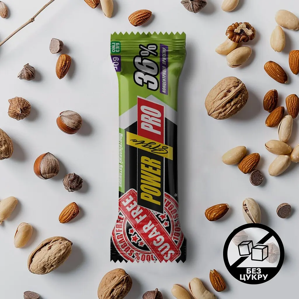 Батончик Power Pro Protein Bar 36% Sugar Free, 60 грам - Горіх