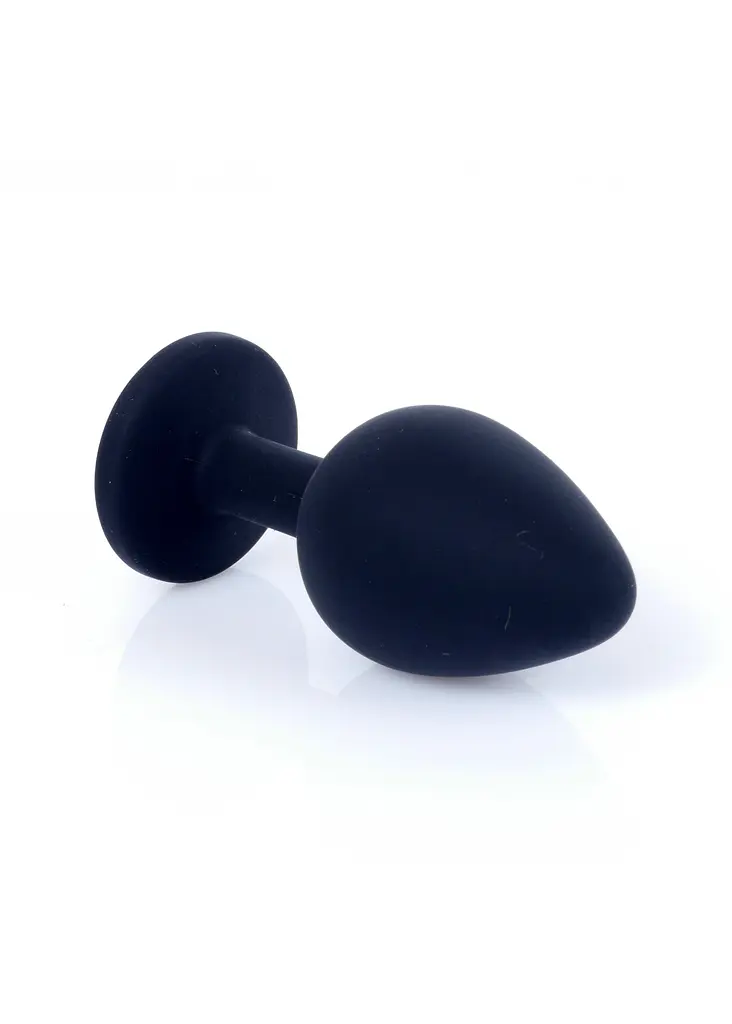Анальна пробка із кристалом B-Series Silikon Plug Jewellery Black Medium, 8х3.5 см, чорний з рожевим - фото 3