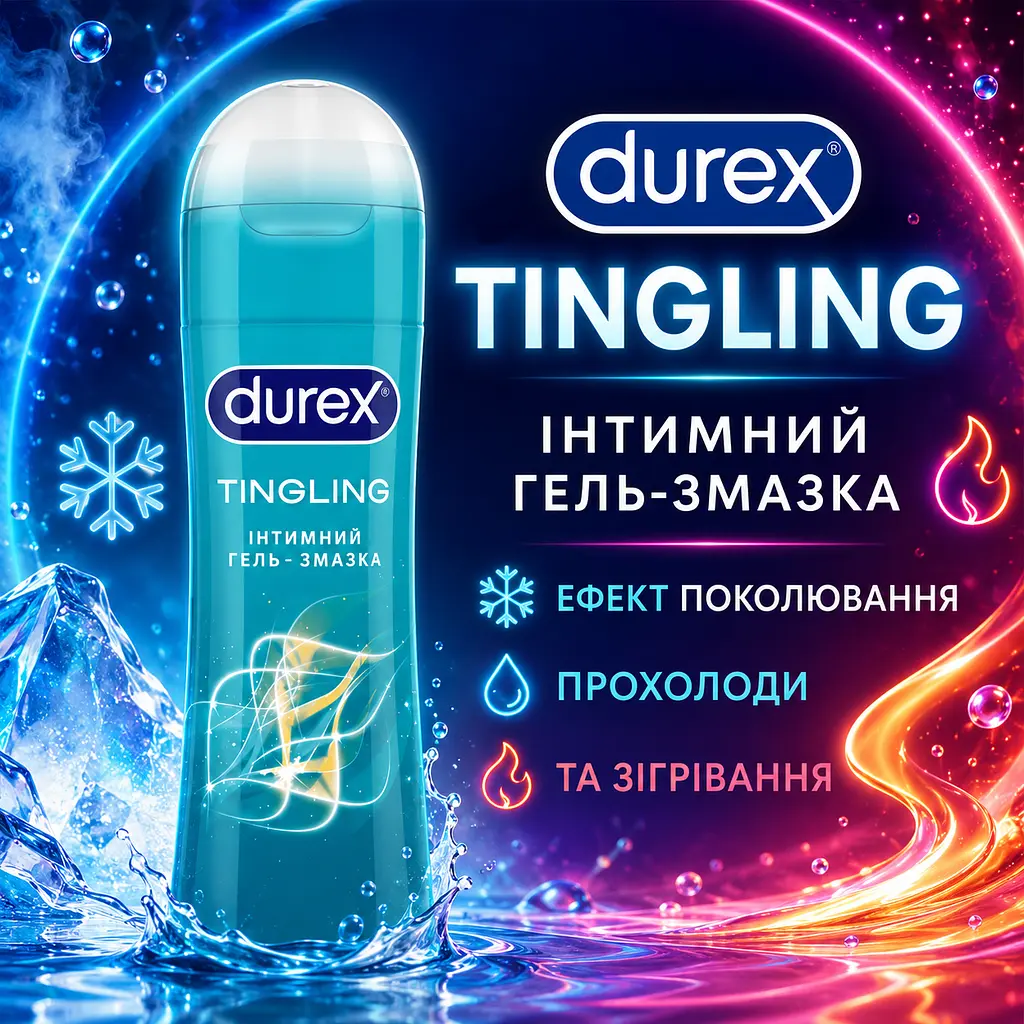 Лубрикант DUREX Tingling 50 МЛ інтимна гель-змазка на водній основі з ефектом поколювання прохолоди та зігрівання
