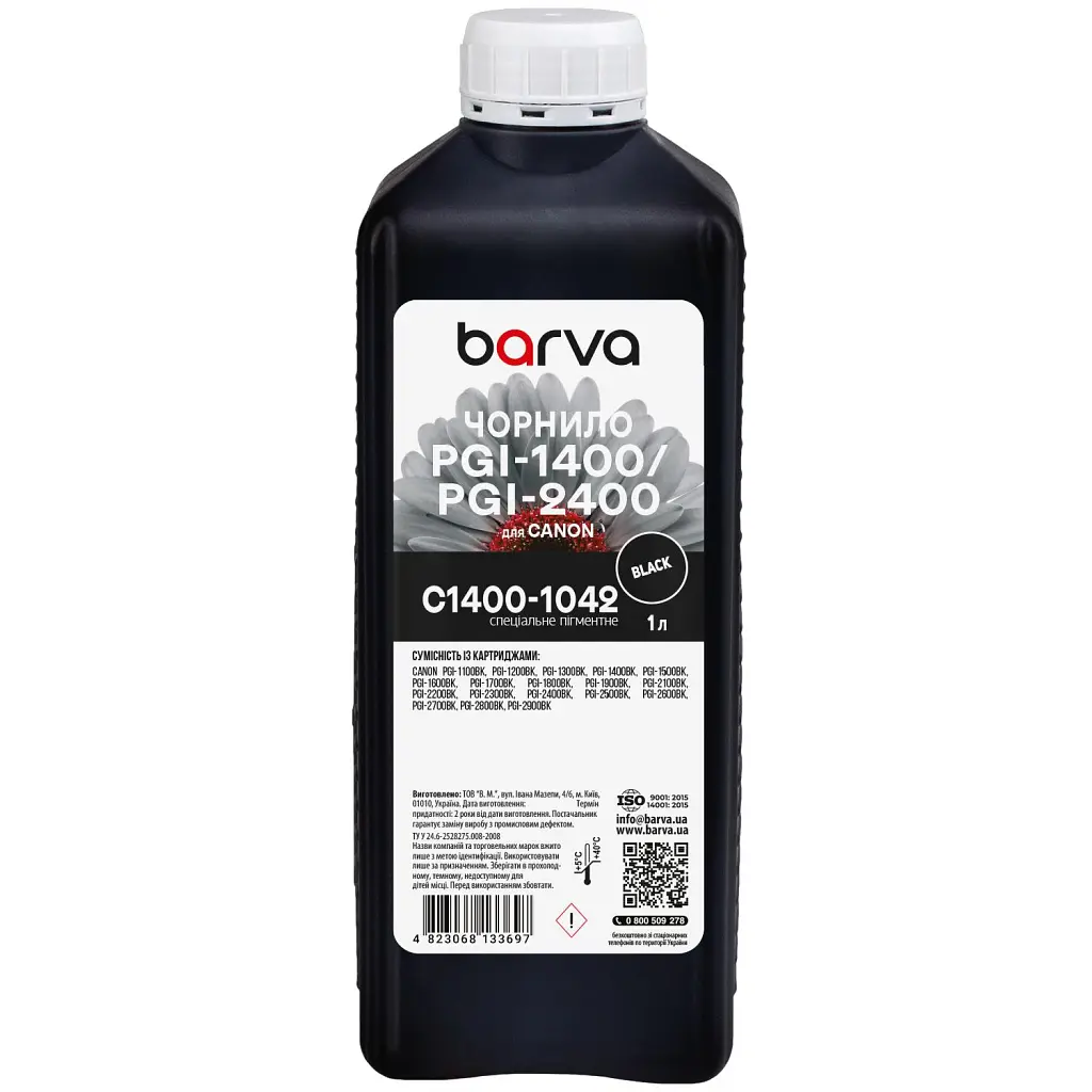 Чернила Barva Canon PGI-1400/PGI-2400 1 л, special pigment, black (C1400-1042)