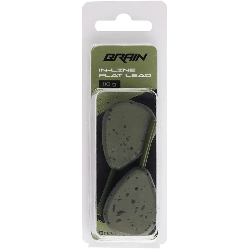 Грузило Brain In-Line Flat Lead 110g 2шт/уп Green - фото 2