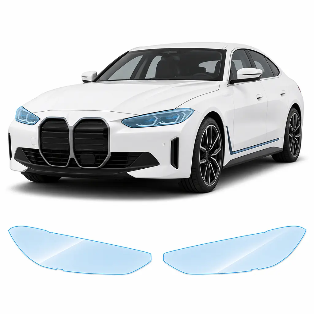 Антигравійна захисна бронеплівка за лекалами для BMW i4 G26 2021- оптика (фари та ПТФ)