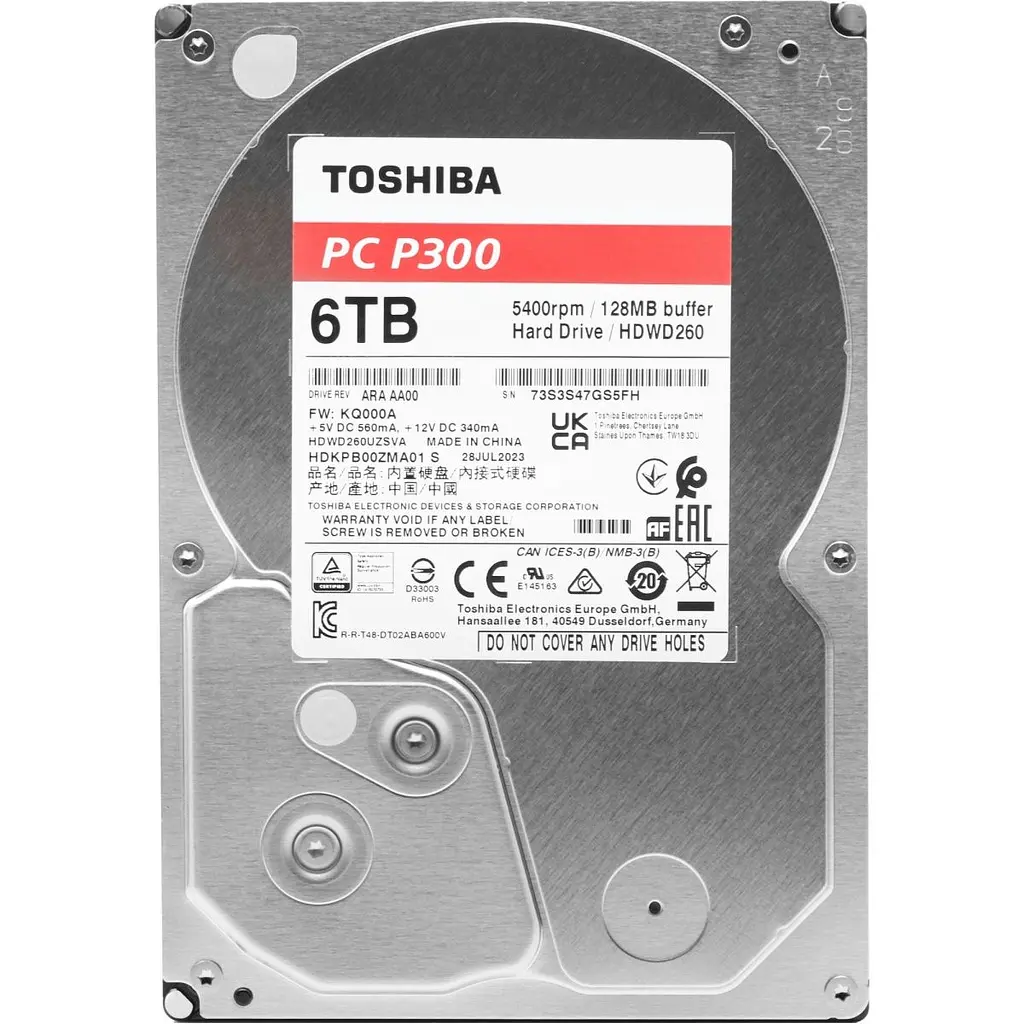 Жорсткий диск 3.5` Toshiba P300 6TB SATA 128MB (HDWD260UZSVA) - фото 2