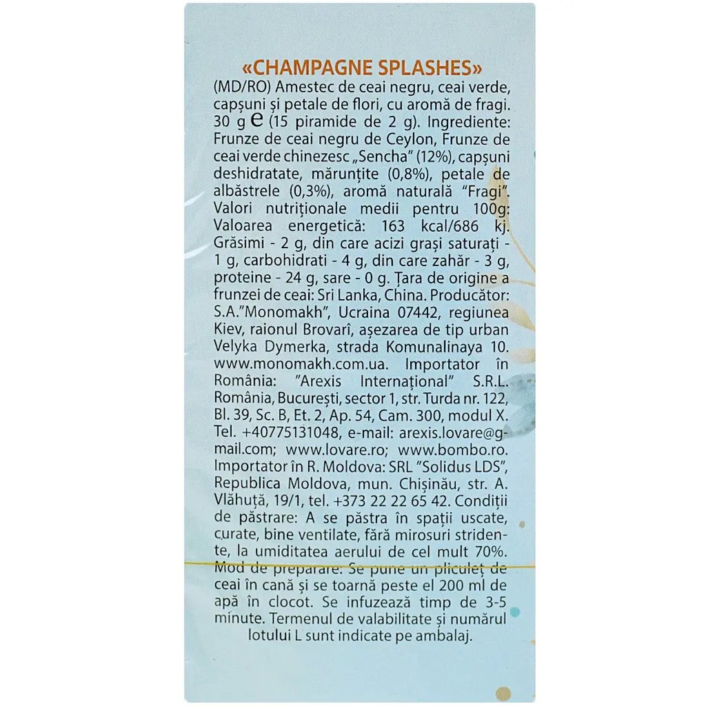 Чай чорний та зелений Lovare Champagne splashes 30 г (15 шт. х 2 г) (806910) - фото 5