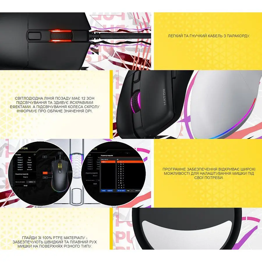 Ігрова миша HATOR HTM-610 Pulsar3 USB ESports Gaming 12000dpi 35G Black - фото 7