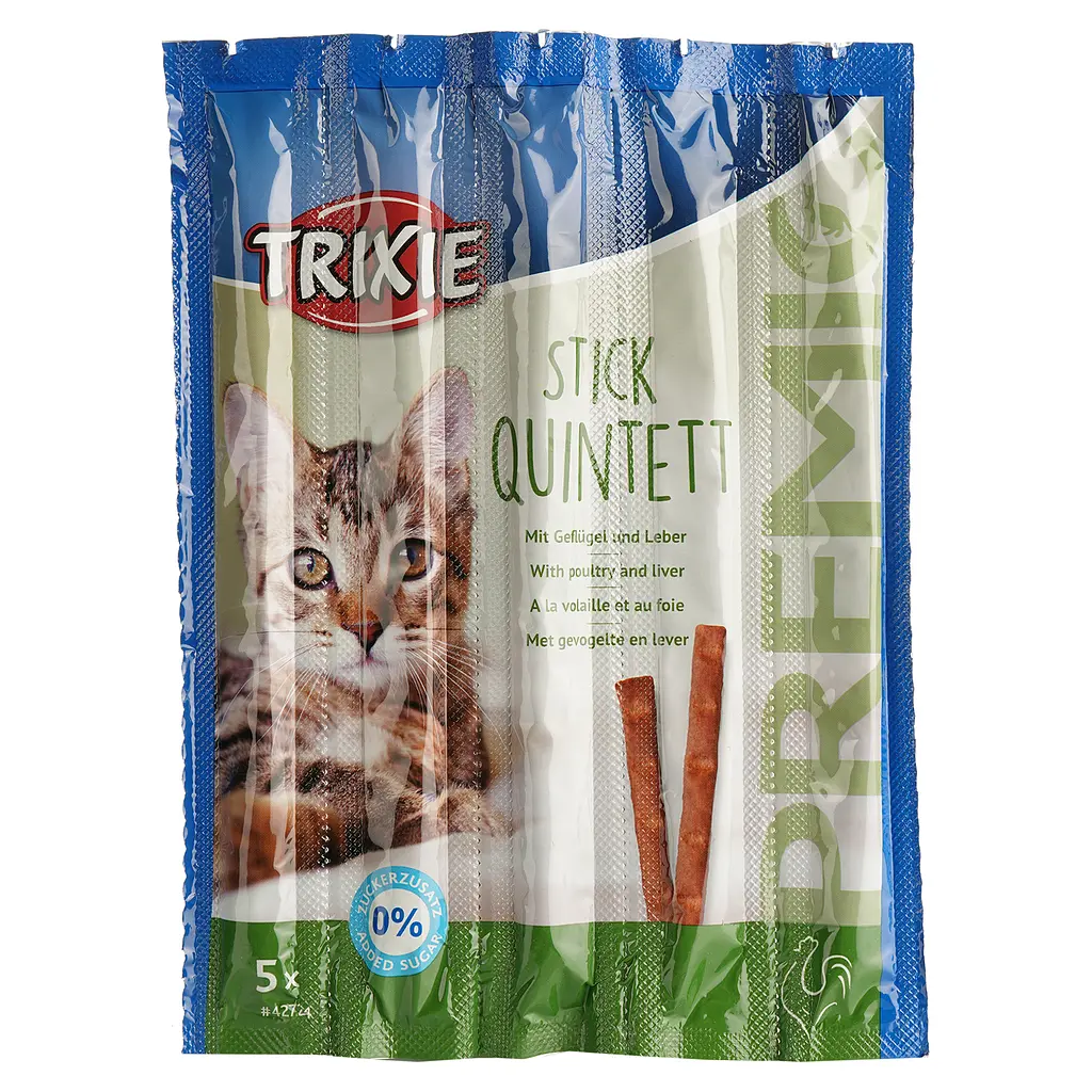 Набор: лакомство для кошек Trixie Premio Quadro-Sticks, домашняя птица 5 шт по 25 г - фото 2
