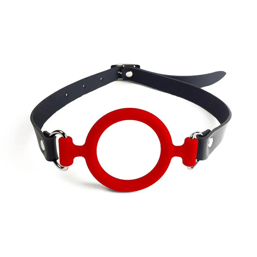 Кляп силіконове кільце натуральна шкіра, Gag ring внутрішній діаметр кільця 40 мм, Червоний Art of Sex SO6706 95112 - фото 2