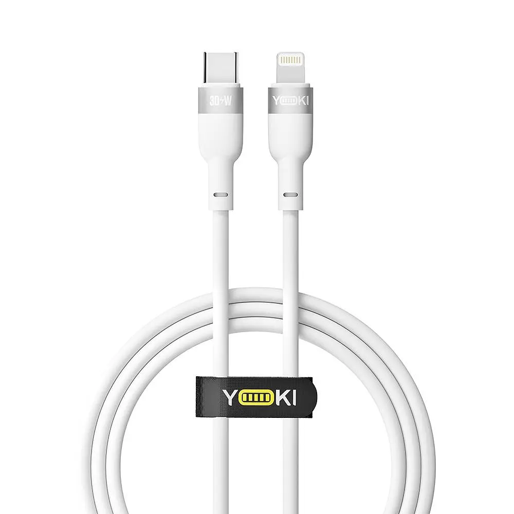 Кабель для заряджання та обміну даними USB Yoki YK-SI50 SILICONE Series Type-C to Lightning 30W 3A/10V 1.2 м Білий