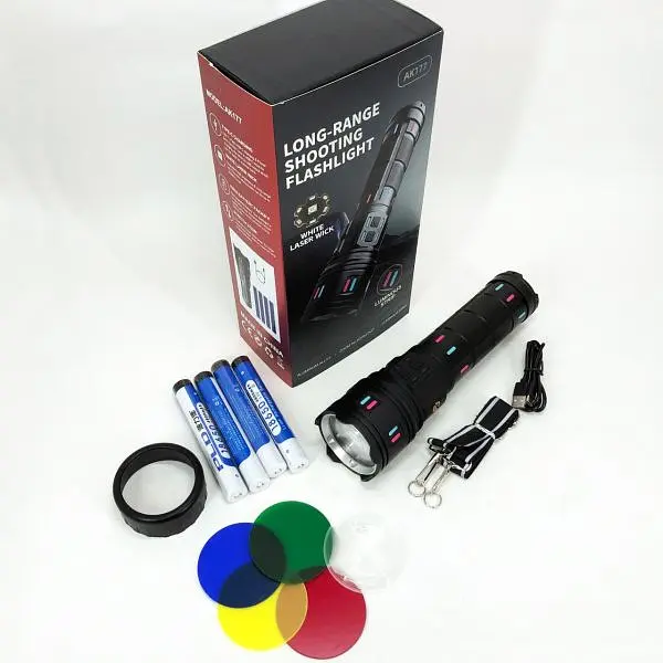 Ліхтар NIGHT VISION FLUORESCENCE XPRO AK177-1, білий лазер, LED, power bank, 4×18650, індикація заряду, ЗУ Type-C, zoom, 5 фільтрів (47153-177-1_1117) - фото 6