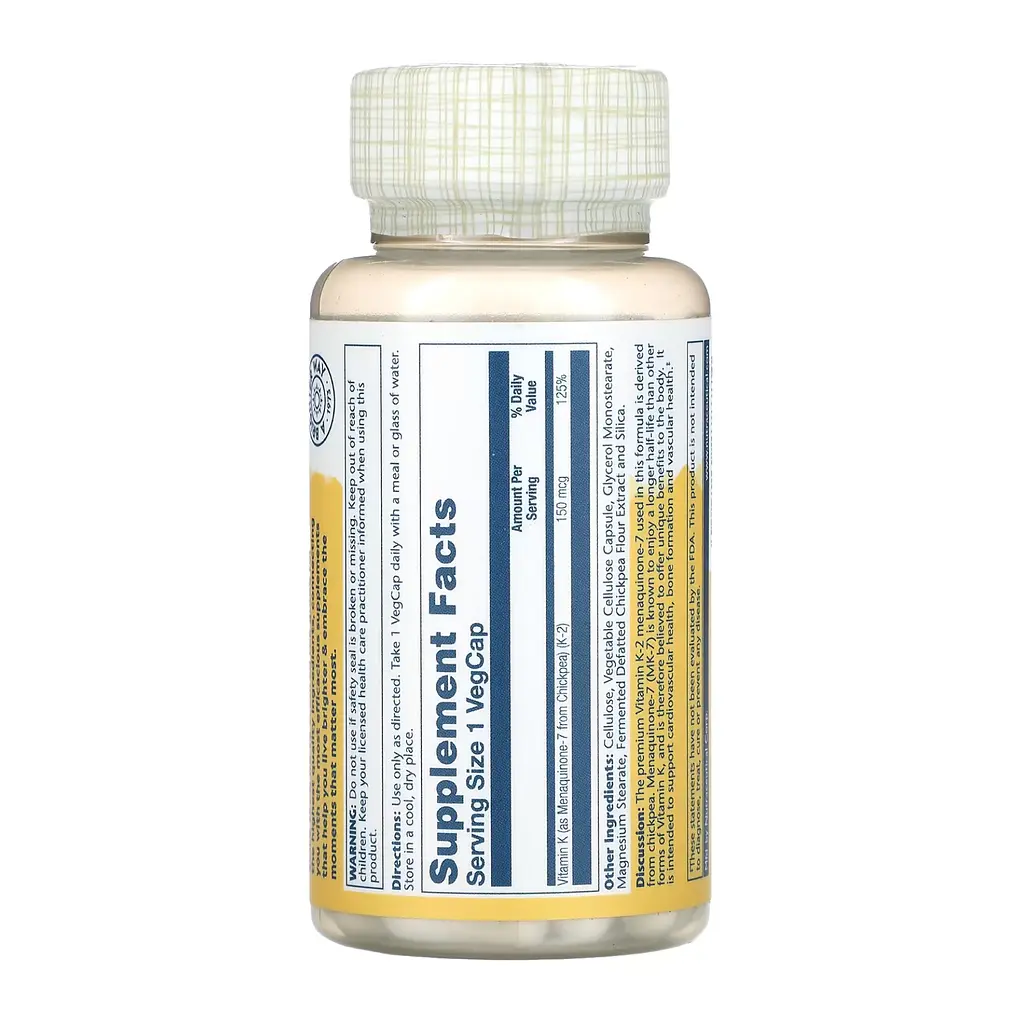 Витамины Solaray Triple Strength Vit K-2 MK-7 150 мкг 30 капсул - фото 2