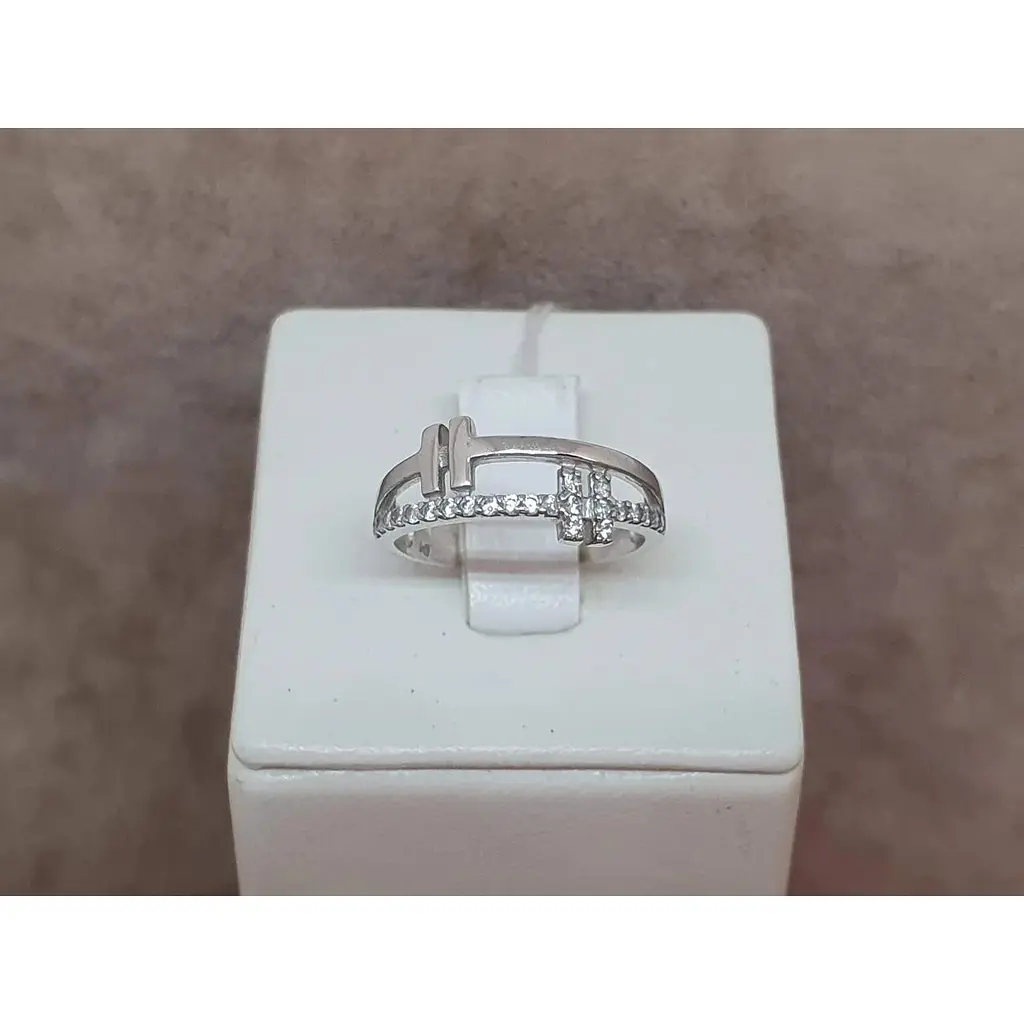 Срібне кільце Агні Таіра з фіанітами. 1615/1Р-CZ 17,5 - фото 4