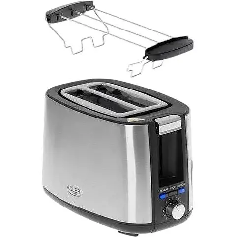 Тостер + підставка для булочок Adler AD 3214 900 Вт 7 режимів нержавіюча сталь автовідключення - фото 2