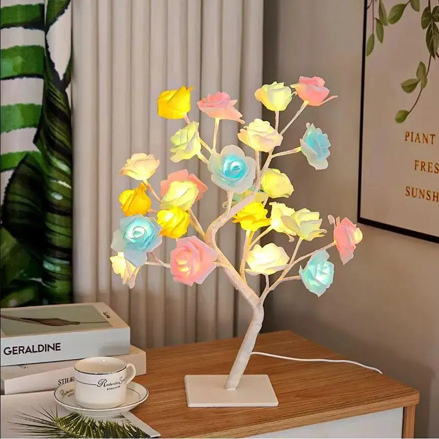 Лампа настільна XPRO NNG-03 24 LED Дерево кольорова троянда тепле світло 220 V (44895-NNG-03_277) - фото 3