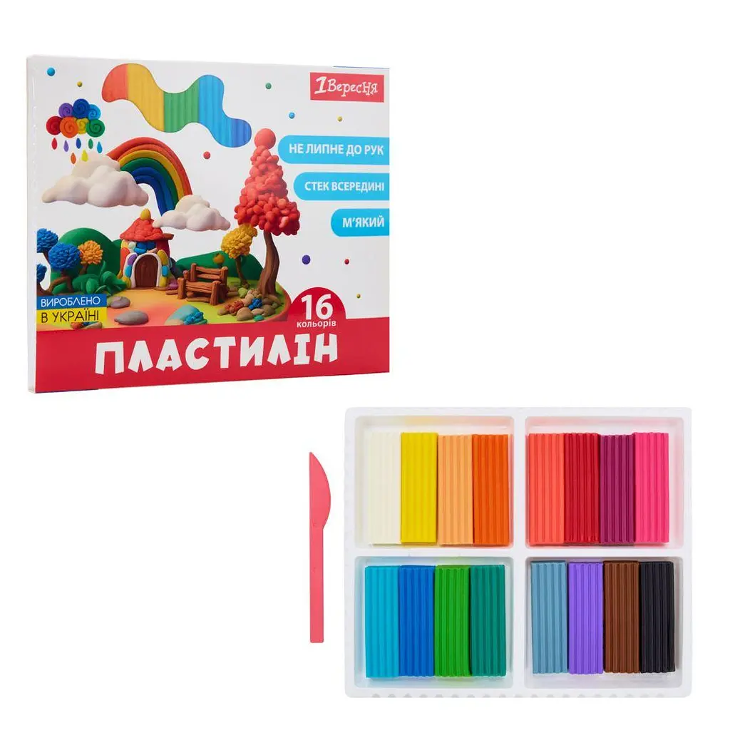 Пластилін 1Вересня 16 кол., 320 г Classic (540676)