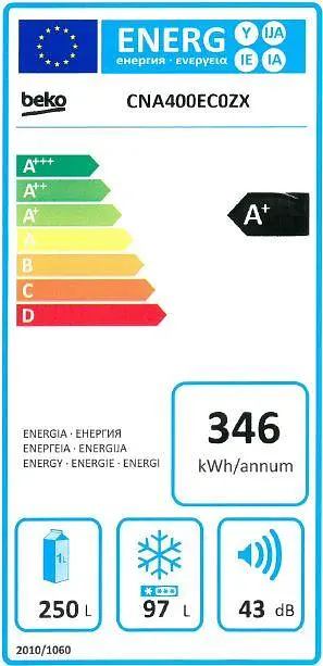 Холодильник двокамерний Beko CNA400EC0ZX - 201x60 No Frost Everfrsh+ 400 л дисплей А+ нержавіюча сталь (CNA400EC0ZX) - фото 4