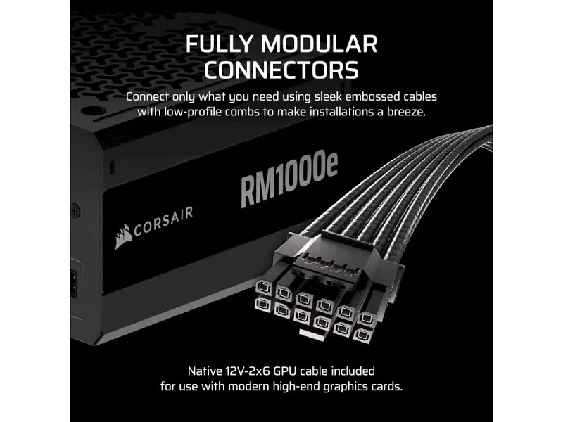 Блок живлення Corsair RM1000e Black (CP-9020297) - фото 6