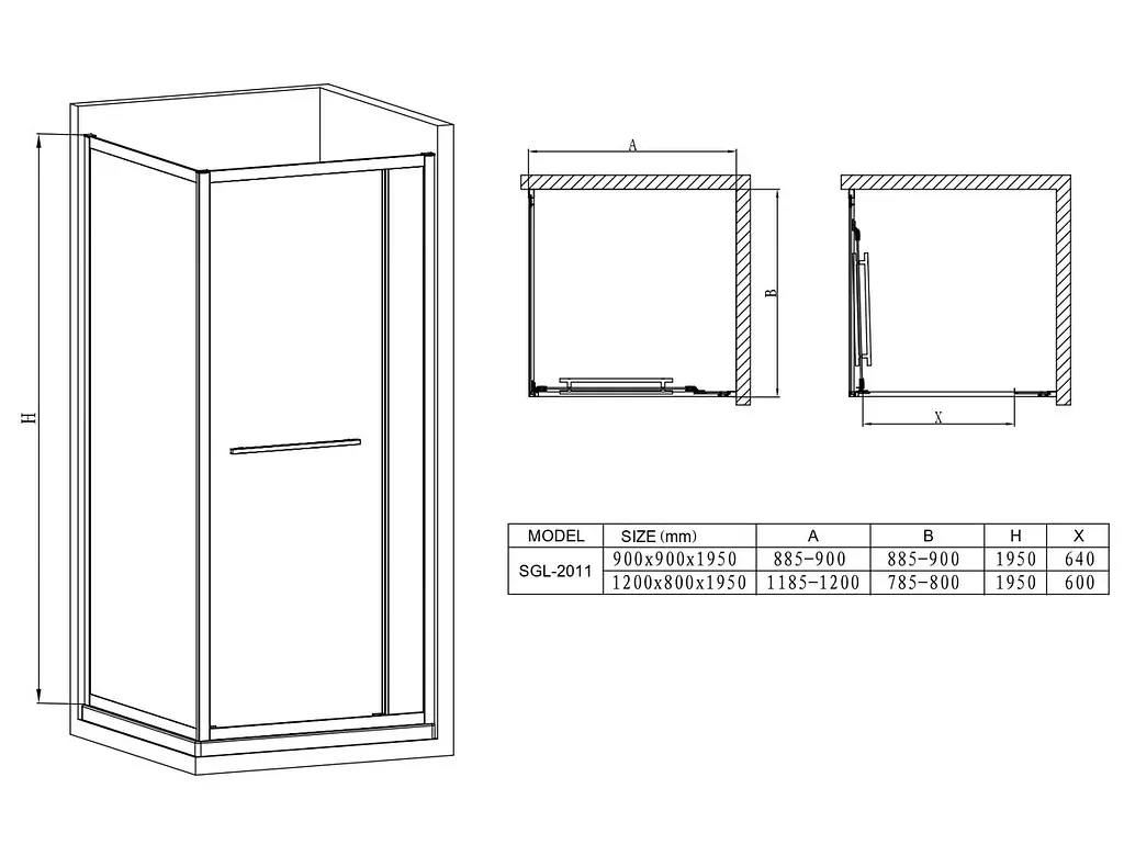 Душова кабіна без піддону Mixxus Premium Quadro SC01-120x80x195-Tr прозоре скло 6мм chrome MI8291, Хром, прозорий, хром - фото 9