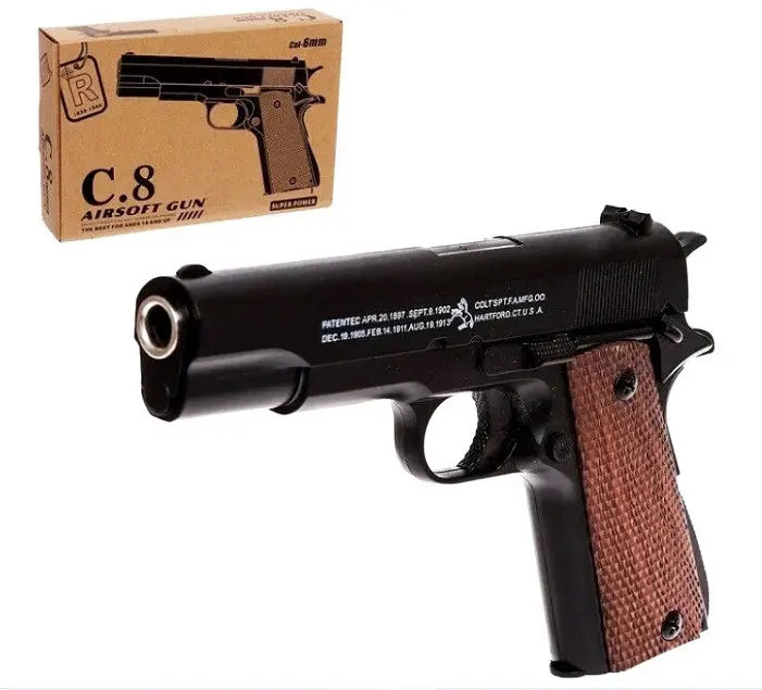 Іграшковий пістолет для страйкболу Airsoft Gun C.8 реалістична ігрова модель Чорний - фото 3
