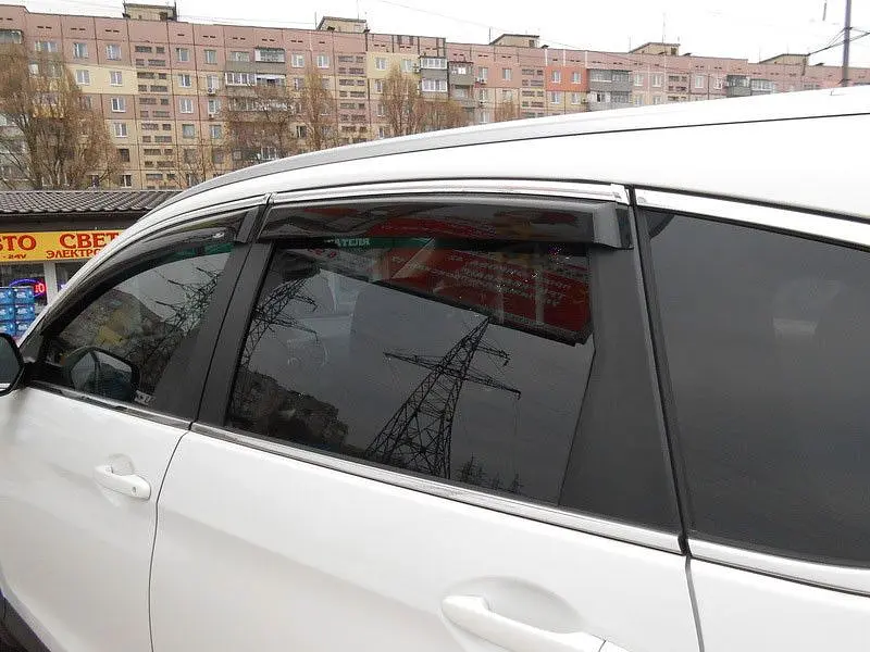 Дефлектори вікон вітровики для Peugeot 3008 2009- 5дв Хром молдинг - фото 3