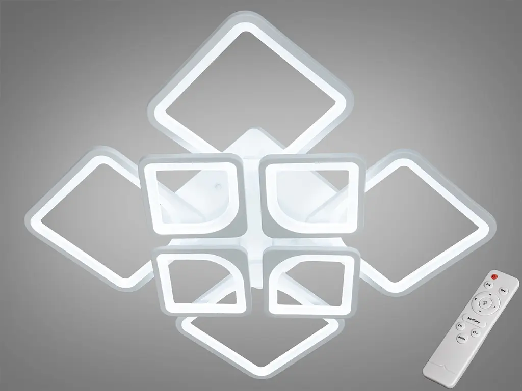 Стельова LED-люстра Diasha H8060/4+4WH 135W, 60x60x14 см, 3 кольори світла, біла - фото 2