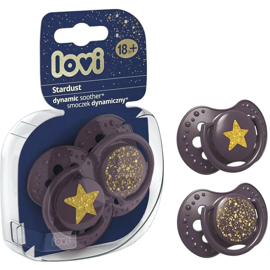 Пустушка силіконова динамічна LOVI Stardust 18+ місяців 2 шт. фіолетова (22/895_violet) - фото 2