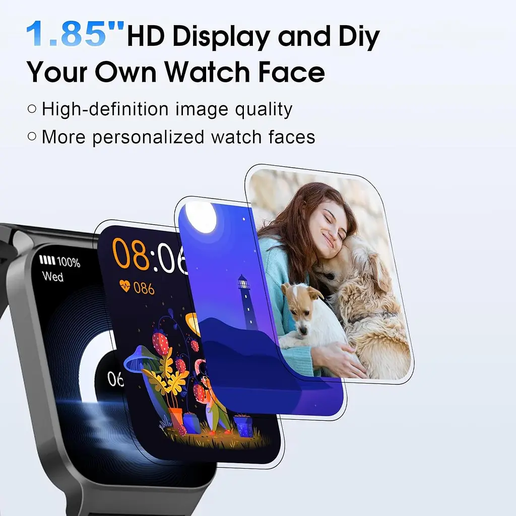 Смарт-годинник STECEi 1.85" HD з Bluetooth-дзвінками, пульсометром, моніторингом сну та 110+ спортивними режимами чорний - фото 6