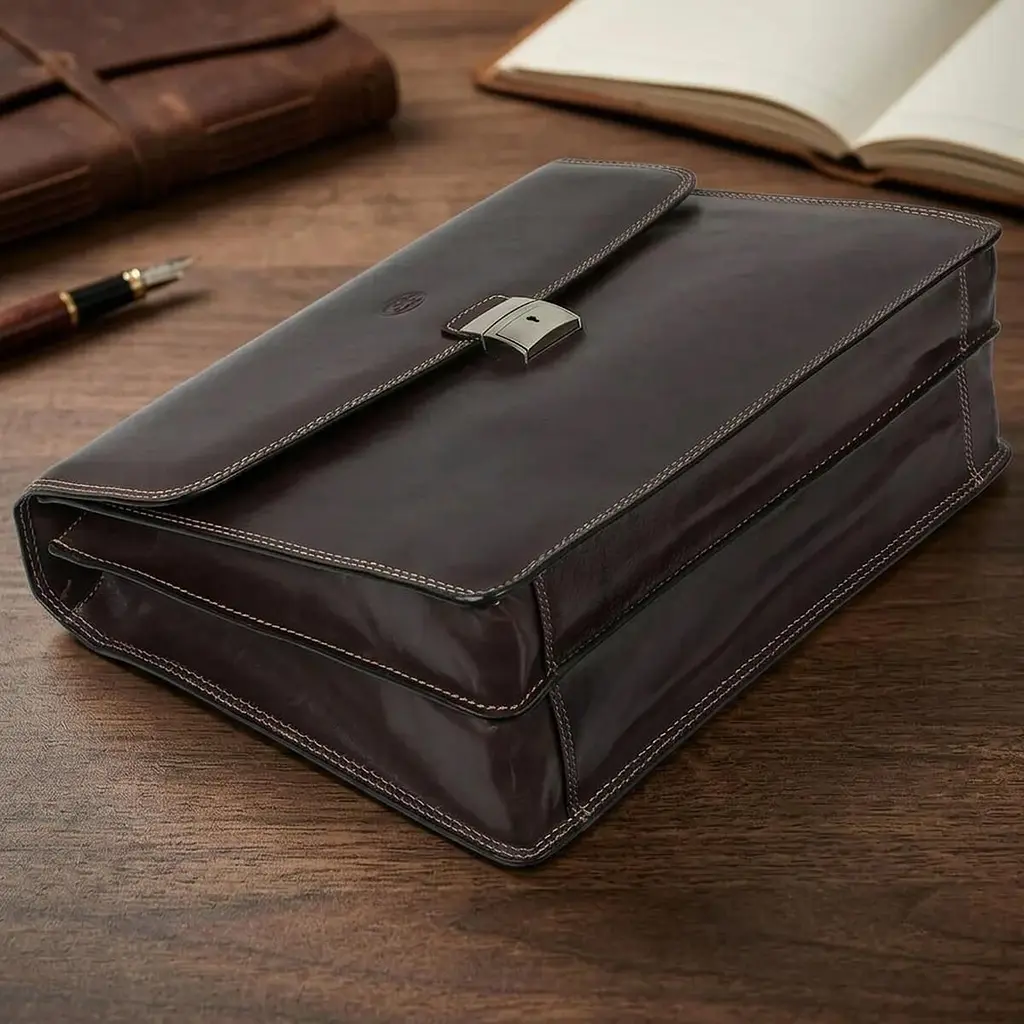 Чоловічий діловий портфель Tony Perotti натуральна шкіра Italico 8008/40 (90376) Коричневий - фото 10