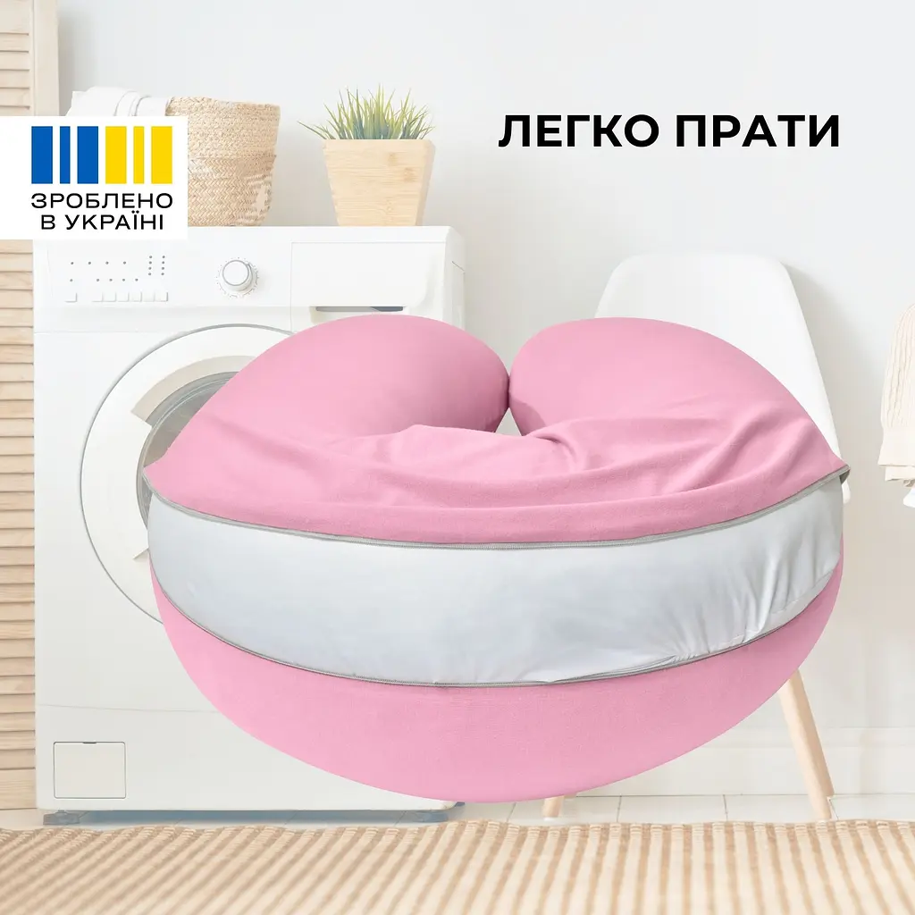 Подушка для вагітних та годування Sei Design трикотаж гіпоалергенна, наволочка з бавовни на блискавці пудра 30 х 190 см (8000036178*003) - фото 2