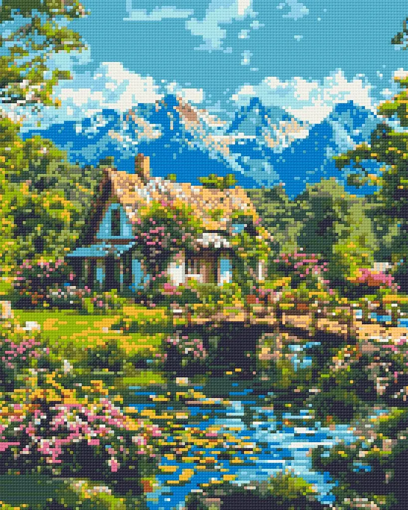 Алмазна мозаїка/вишивка Альпійська гармонія 40*50 см Орігамі OD 3492
