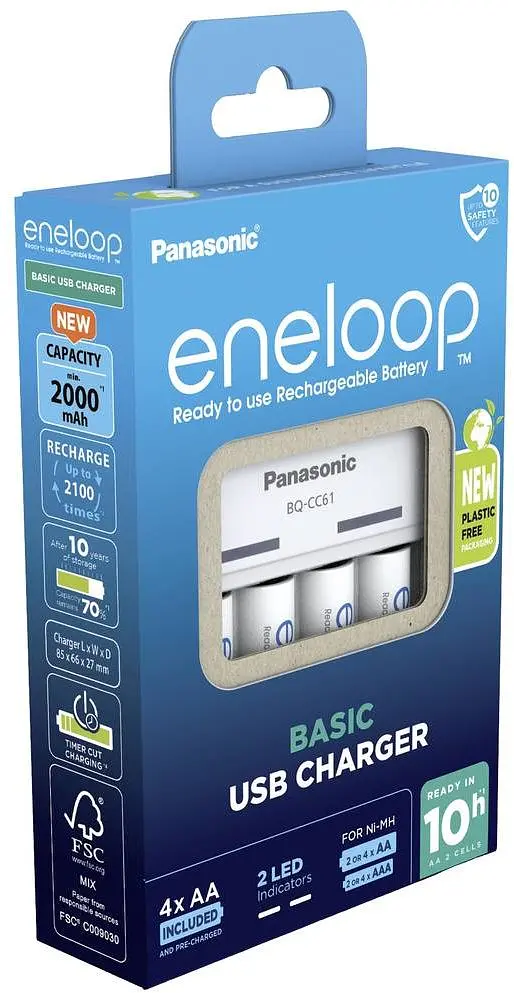 Зарядний пристрій Panasonic K-KJ61MCD40USB Basic USB Charger + Eneloop NI-MH AA 2000 MAh 4 шт. - фото 3
