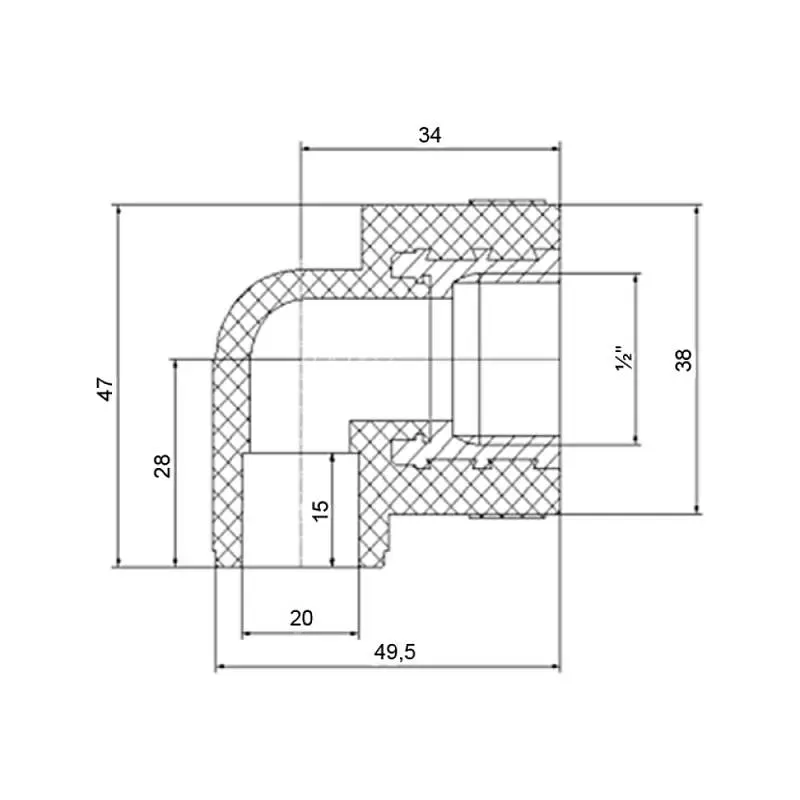 Кутник PPR Blue Ocean 20х1/2", 90° ВР SD00009983