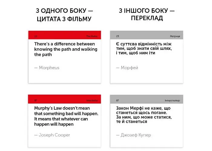 Настольная игра English Student Карточки для изучения английского языка English Student Movie Quotes (укр.) (591226002) - фото 3