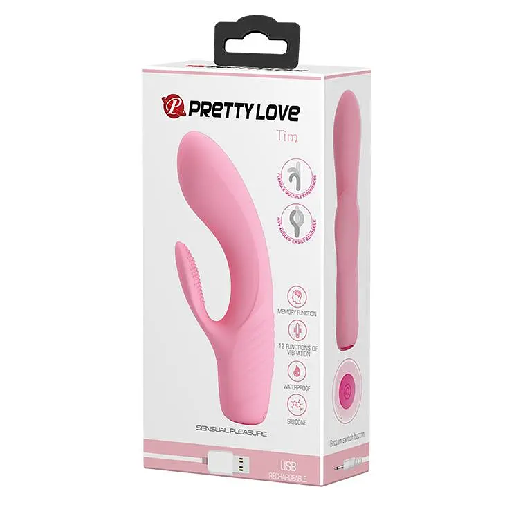 Вібратор-кролик Pretty Love Tim Vibrator Light 15.5 см рожевий - фото 11