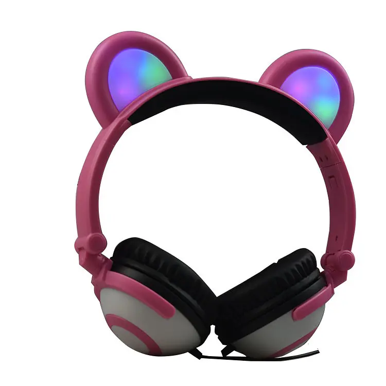 Навушники Linx Bear Ear Headphone з ведмежими вушками LED підсвічування 350 mAh Рожевий (SUN1862) - фото 4