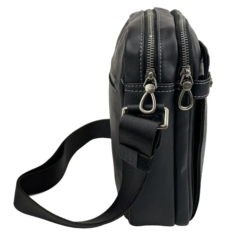 Сумка через плече чоловіча шкіряна Tiding Bag 8911A чорна - фото 4