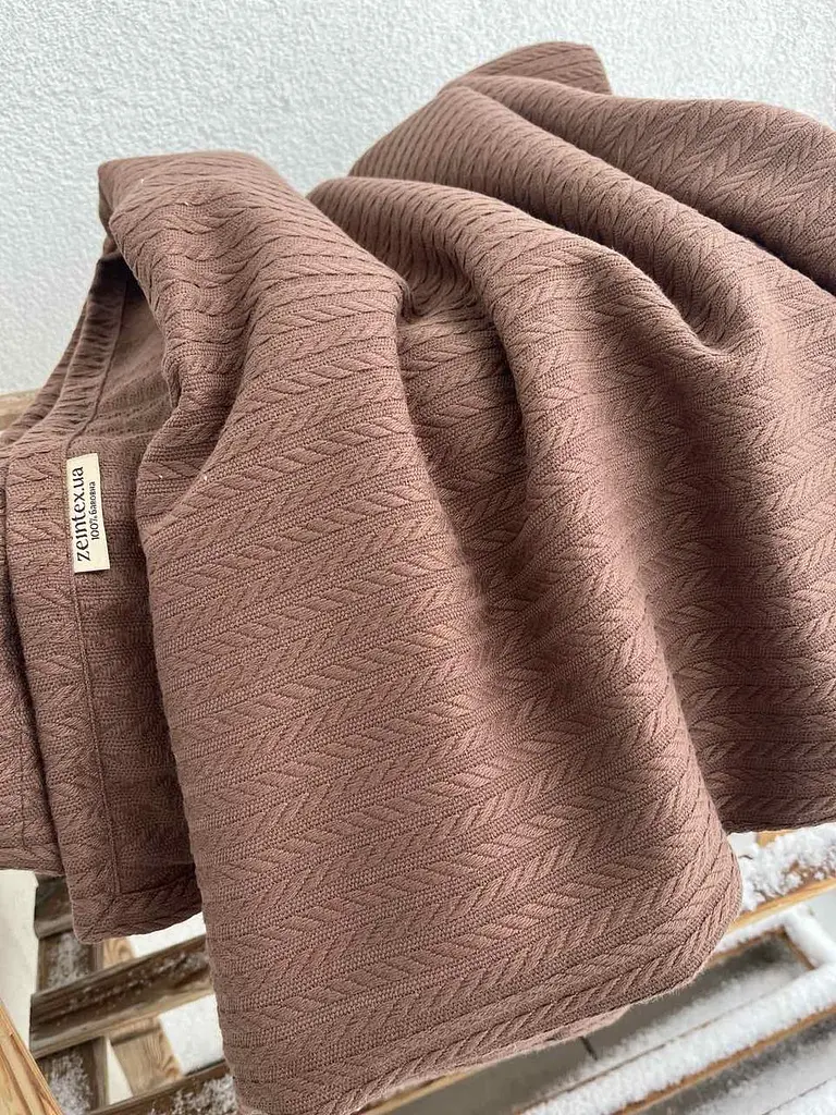 Покривало Zeintex Косичка бавовняне коричневе - фото 9