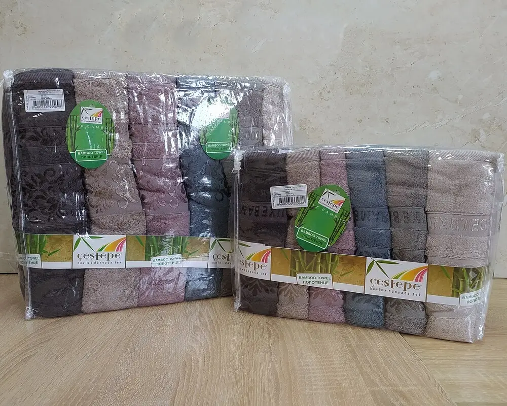 Набір турецьких махрових рушників Cestepe 50х90 6 штук + 70х140 6 штук Bamboo Ekol - фото 4