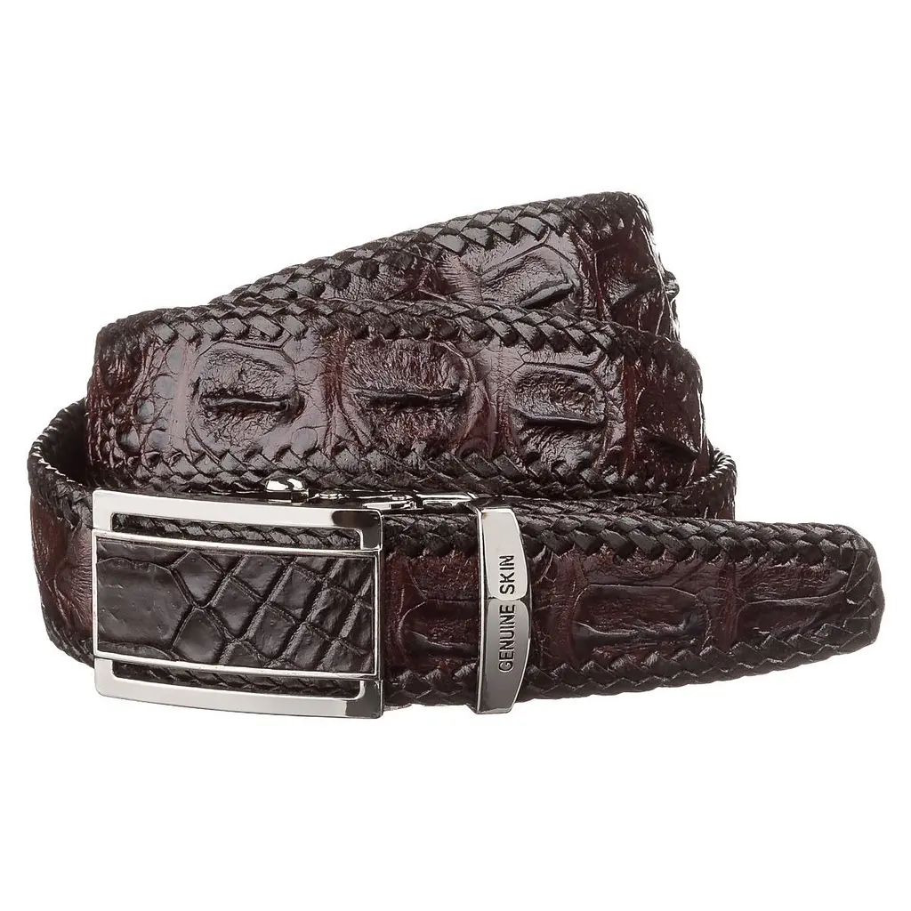Ремінь-автомат з натуральної шкіри крокодила коричневий CROCODILE LEATHER 18171 120 см - фото 11