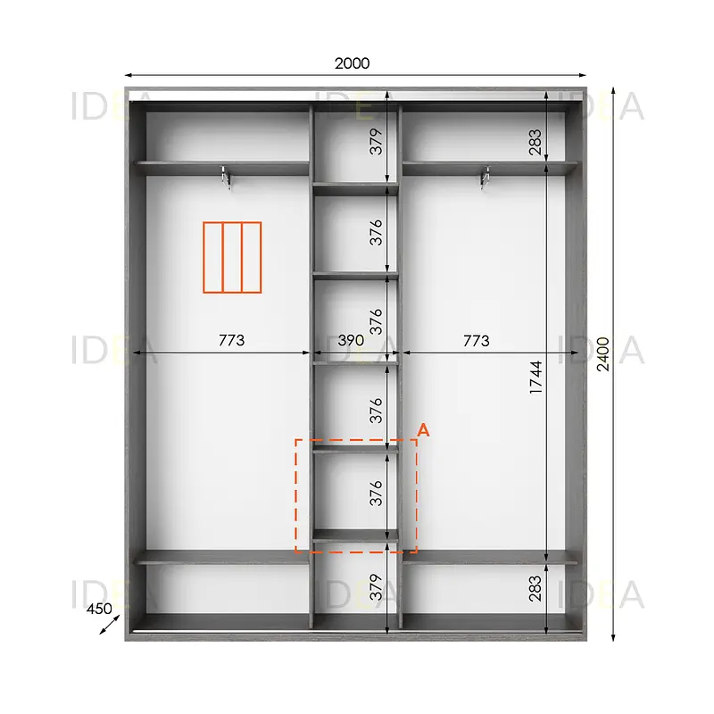Шафа-купе Idea серія 2 200 x 45 x 240 см Венге темний - фото 2