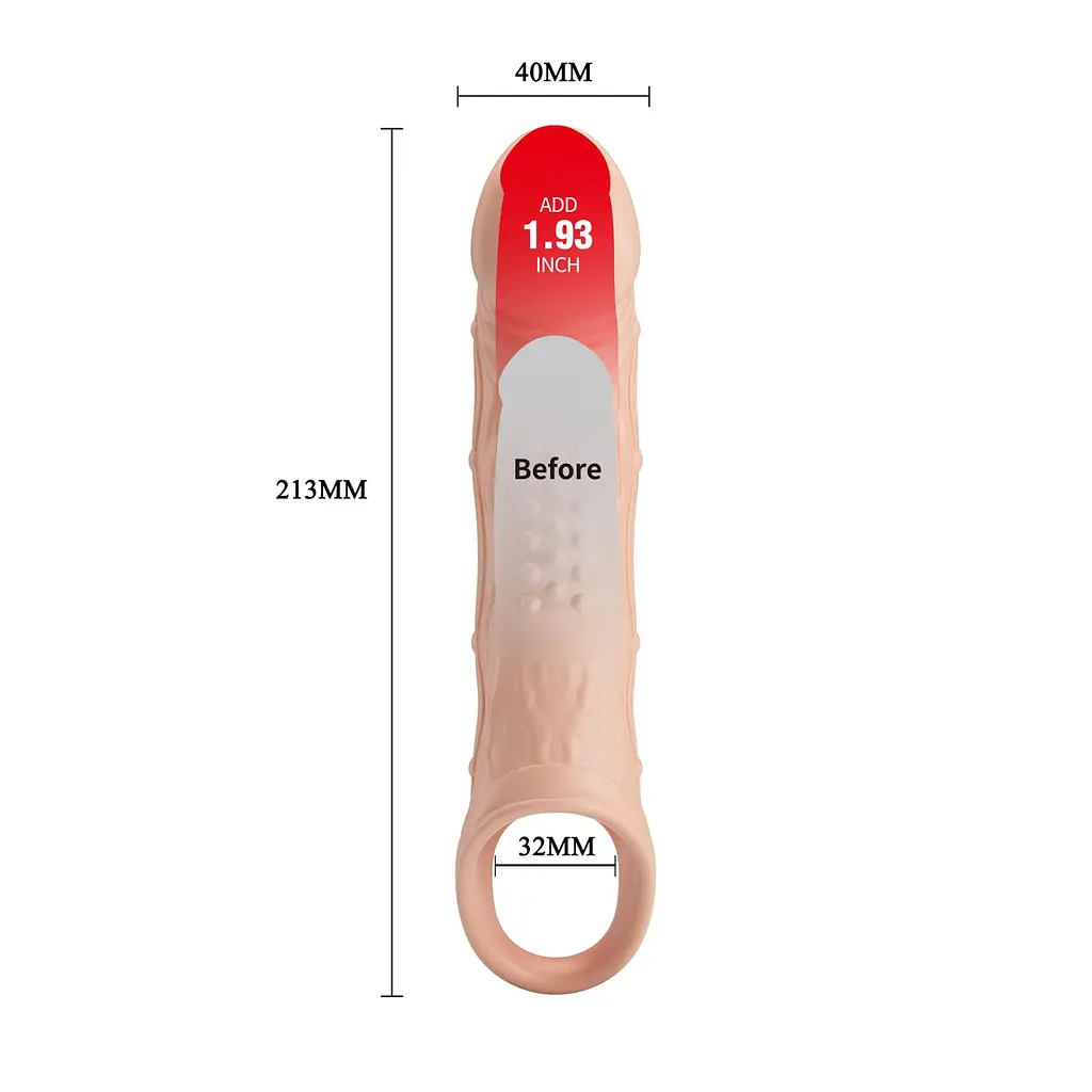 Насадка на пеніс Pretty Love Penis Sleeve Brad 21.3 см (тілесний) - фото 4