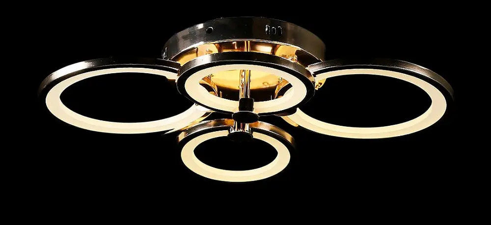 Люстра стельова LED Splendid Ray LK38/2+2, 4 лампи, золото/білий, 60 см, димер, сучасний стиль для дому - фото 3