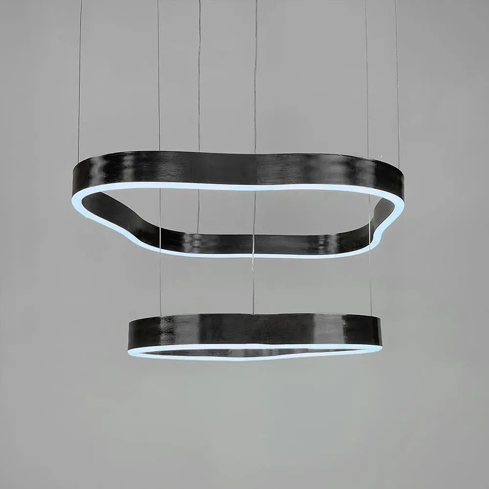 Необычная и эффектная люстра на 2 яруса 60+40 см в черном корпусе Ст. PCL004-600*400 BK | Line F - фото 4