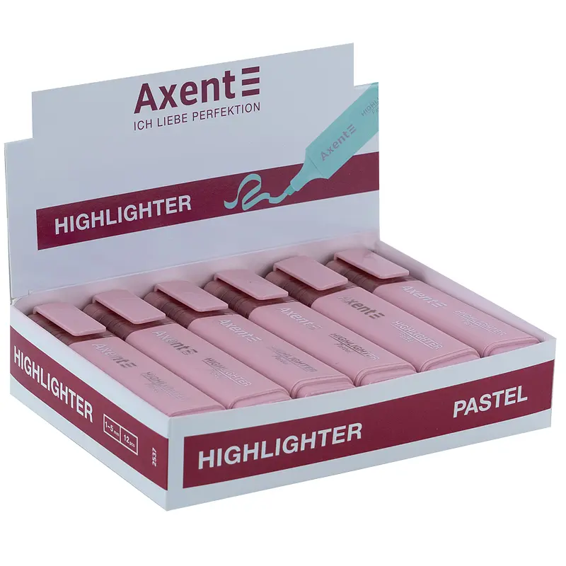 Набор маркеров Axent Highlighter 2537-A 1-5 мм клиновидный 12 шт. пастель лавандовый (2537-36-A) - фото 2
