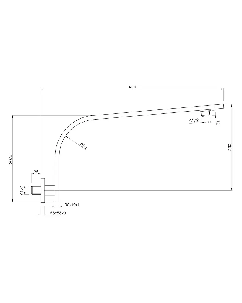 Кронштейн для верхнего душа Imprese SH01-3010400B, Хром - фото 2