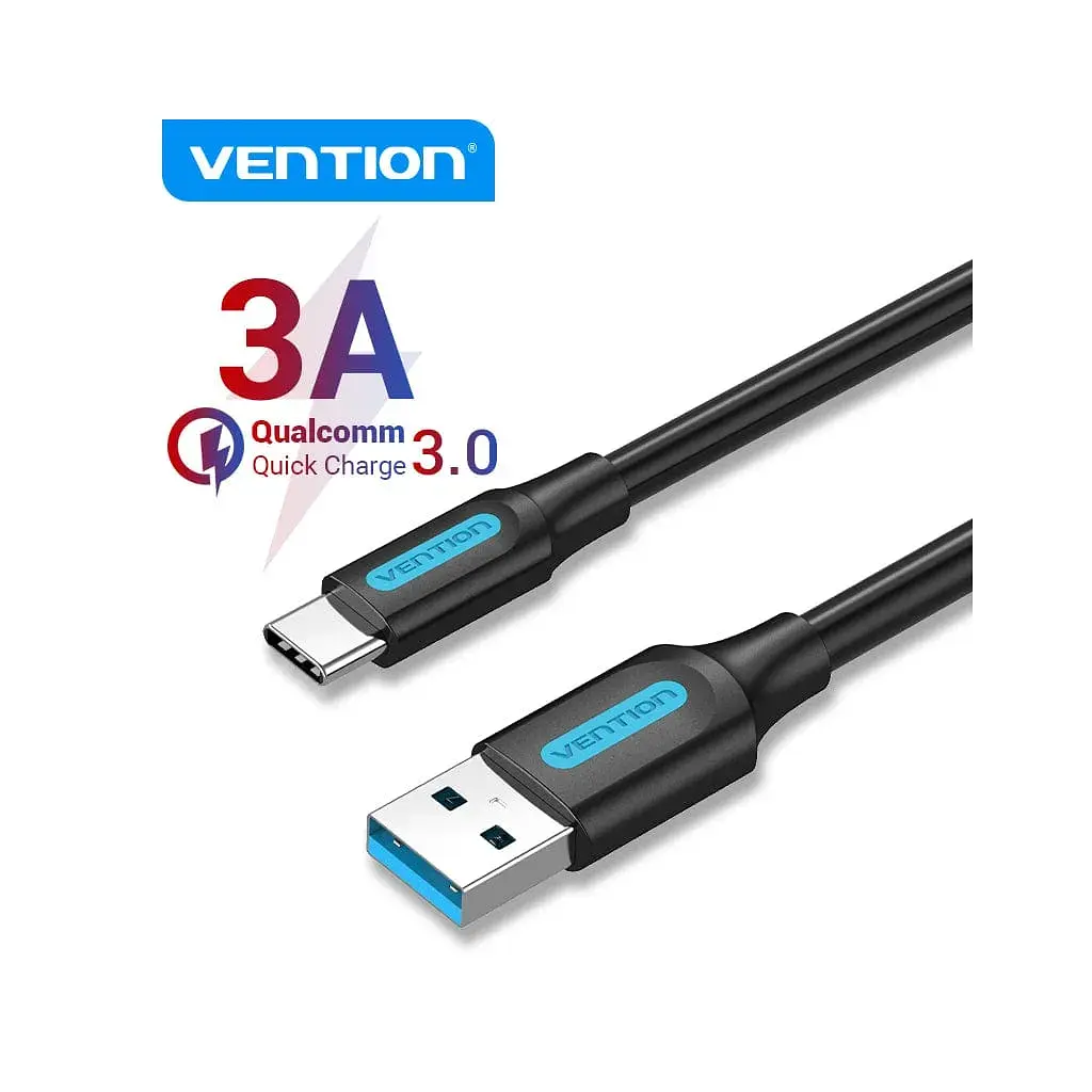 Дата кабель USB 3.0 AM to USB-C 1.5m black Vention (COZBG) - фото 3